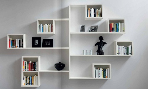 giá sách gỗ công nghiệp màu trắng